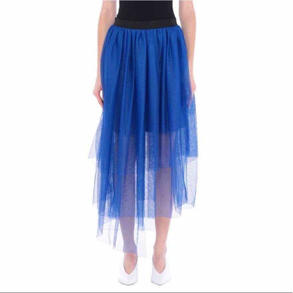 NWT Vicolo Cobalt Blue Tulle Asymmetrical Midi Skirt